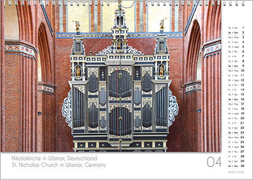 Pipe organ calendar in the Bach Shop.