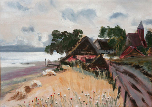 2003  Haus am Strand 25,5x34,5 Öl