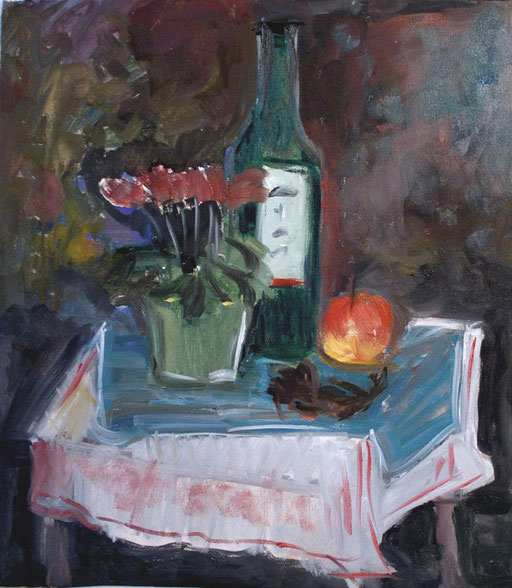 2013 auf blauem Tuch 50x60 Öl