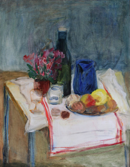 2012  Stilleben mit blauem Krug 80x60 Öl