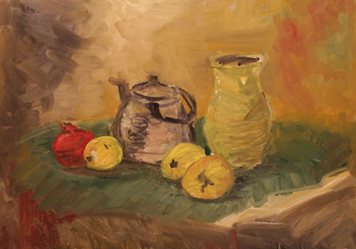 2014 Stillleben mit Teekessel 50x70 Öl