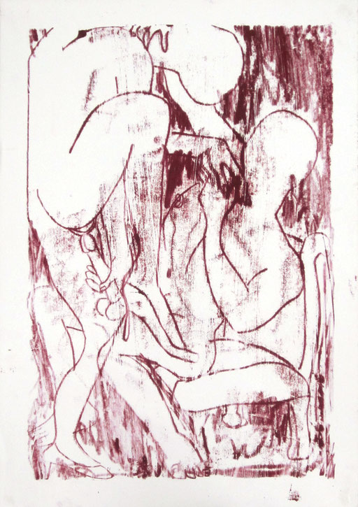 Melanie und Josef, 2003, 40x30 cm, Monotypie, oil on paper
