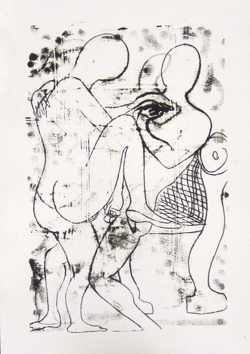 Mun Lenh Shi und Mengh Tu,  2003, 40x30 cm, Monotypie, oil on paper
