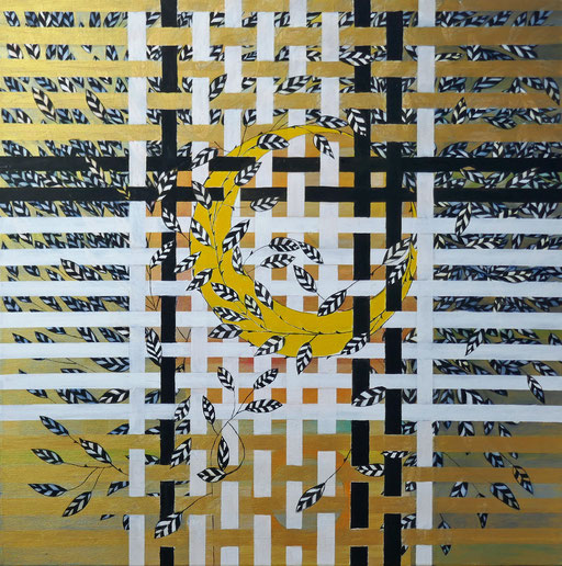 Blätter, Öl auf Leinwand, 70 x 70cm, überarbeitet 2021