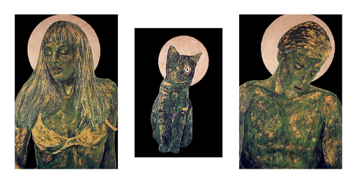 die Mutter, die Katze, der Sohn, 1995, Acrylic on Canvas, 60 x 40 cm - 50 x 34 cm - 60 x 40 cm