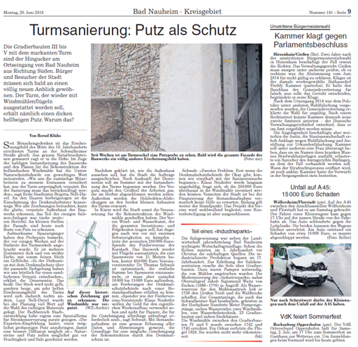 Wetterauer Zeitung, 20. Juni 2016