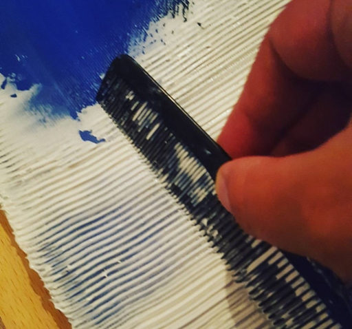 Malerei mit Kamm atelier-sogut Krefeld 