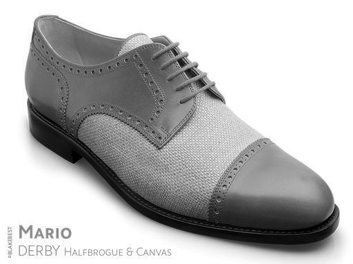 klassischer Maßschuh Modell Straight Tip Derby - Halbschuh mit glattem Vorderblatt mit Vorderkappe, gelocht mit Lyralochung mit Leinen