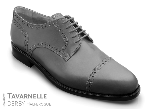 klassischer Maßschuh Modell Straight Tip Derby - Halbschuh mit glattem Vorderblatt mit Vorderkappe, gelocht mit Lyralochung