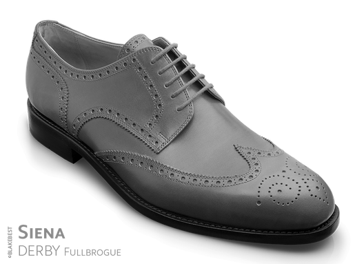 klassischer Maßschuh Modell Fullbrogue Derby - Halbschuh mit Flügelkappe, gelocht mit Lyralochung und Blume (Zierlochung)