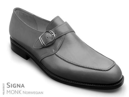 klassischer Maßschuh Modell Norweger Monk - Halbschuh mit Schnalle (Gummizug) und Naht auf dem Vorderblatt