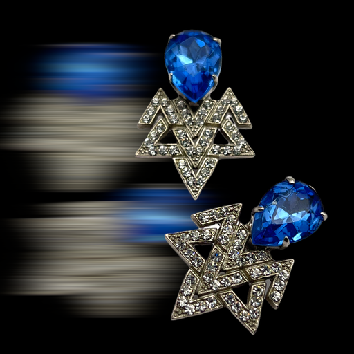 Extra nice clear and blue sparks, stylized comet star shape clip-on earrings - 1970s vintage earrings whit a bold appearance -Art.441/6