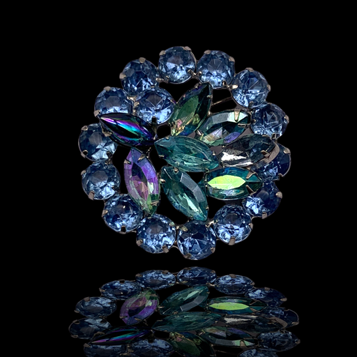 Fresh beauty with vivid AB sparks and pale blue rhinestones brooch - just a heavenly touch for your dress -art.943/5