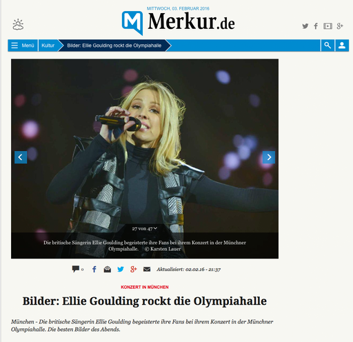 Ellie Goulding, Münchner Merkur, 03.02.2016