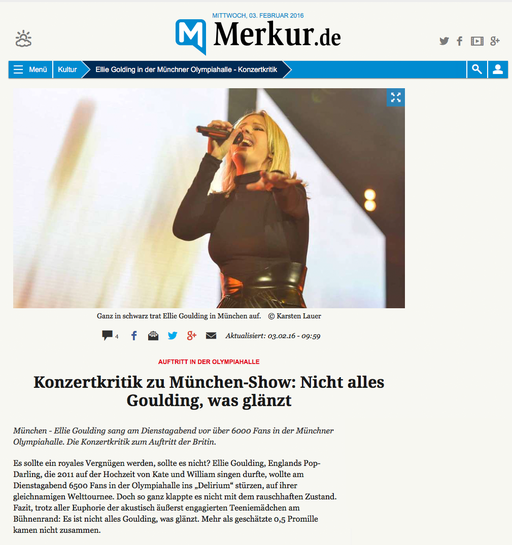Ellie Goulding, Münchner Merkur, 03.02.2016