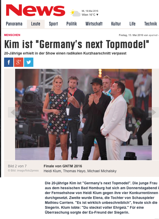 GNTM, news.de, 13.05.2016