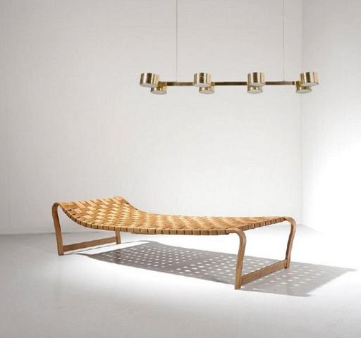 Bruno Mathsson, Karl Mathsson Daybed, sweden, 1960s / Hans Agne Jakobsson Pendant light for Markaryd sweden, 1960s. PN.Modern