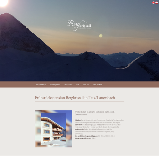 Design Startseite Frühstückspension Bergkristall
