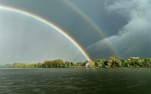 double rainbow and the sea