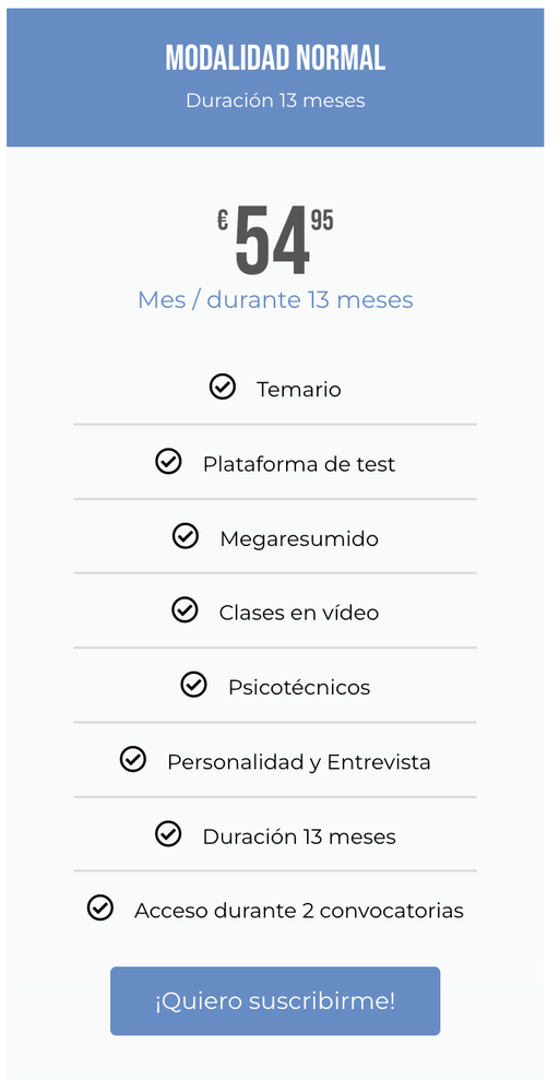 Suscripción modalidad normal Policía Nacional