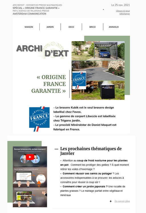 Dossier de presse Spécial "Origine France Garantie" - sommaire