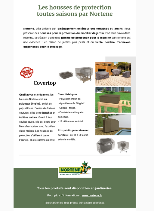 Dossier de presse Spécial "Protection des barbecues" - Nortene Housse de protection Covertop