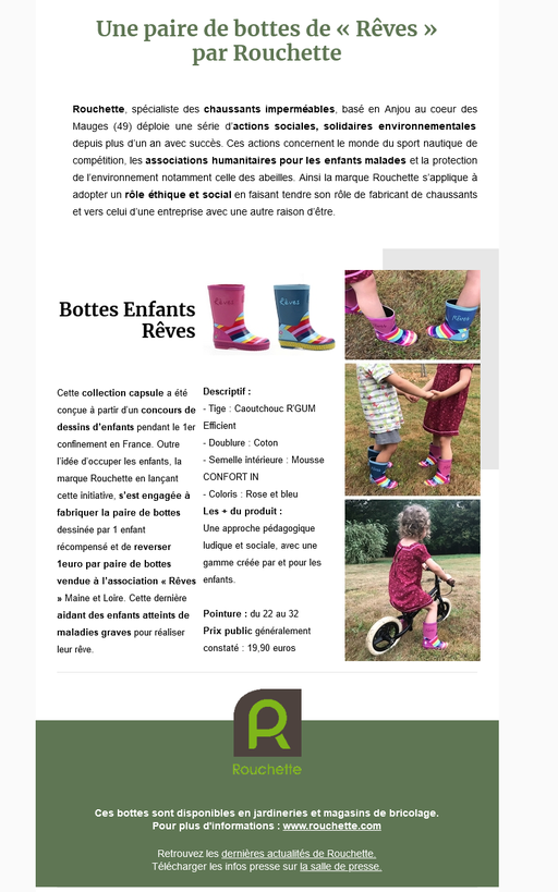 Dossier de presse Spécial "Jeux d'enfants" - Rouchette bottes pour enfants