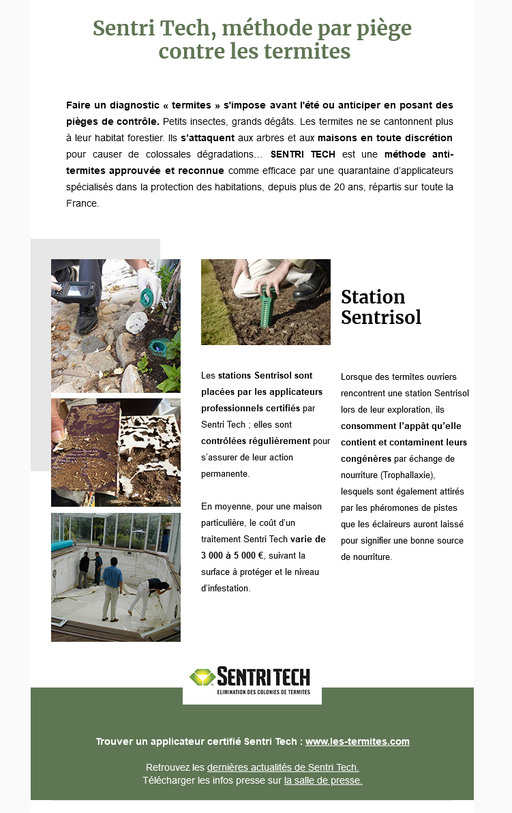Dossier de presse Spécial "Anti-nuisibles au jardin" - Sentri tech, méthode anti-termites