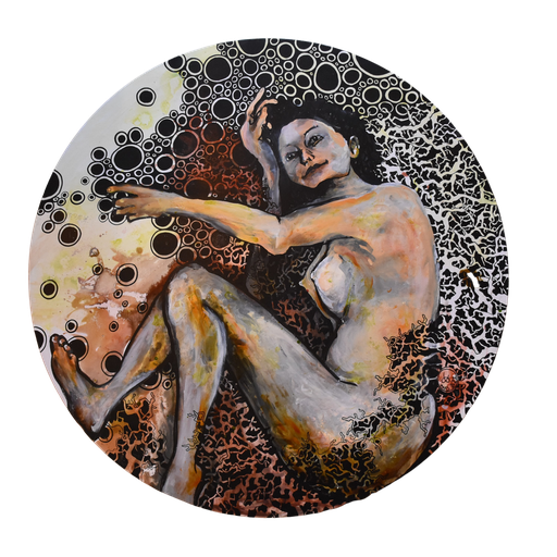 "La femme tatouée"  Encres et Posca sur toile 80cm.