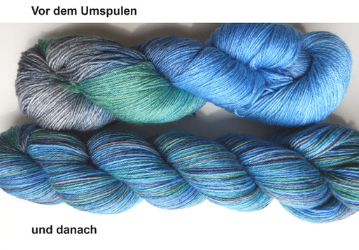 bunte wolle handgefärbt spulen