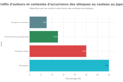 Répartition des profils d'auteurs et contextes d'occurrence des attaques au couteau au Japon
