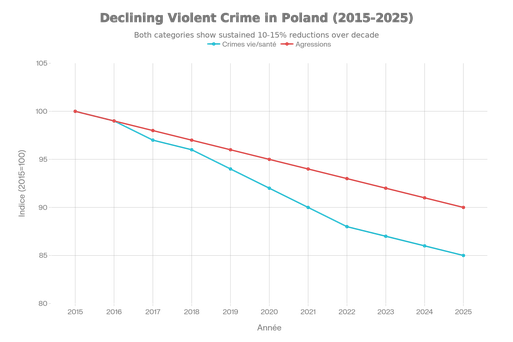 Évolution de la criminalité violente en Pologne (2015-2025)
