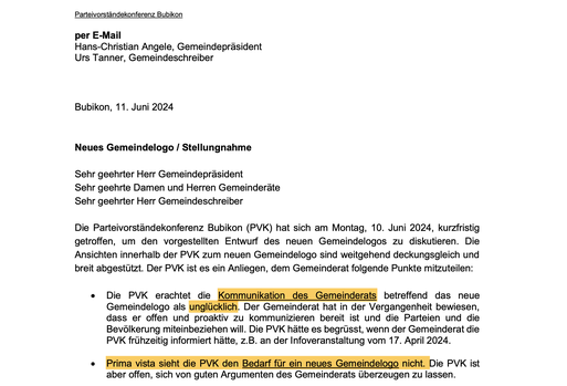 Auszug aus dem Schreiben der PVK vom 11. Juni 2024) (Screenshot buebikernews)