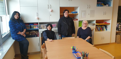 Das Team der Kernzeitbetreuerinnen: Frau Tschaka, Frau Galasso, Frau Schilling und Frau Maier