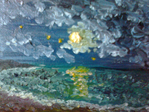 LA LUNA SUL MARE - 2011 olio su tela 13 x 18