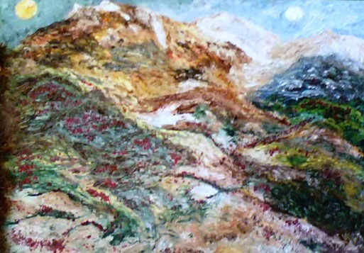 LUNA E SOLE - 2008 olio su tela 45 x 75