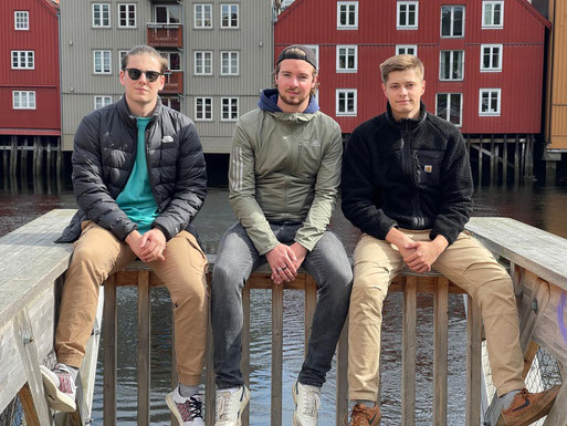 Jonas, Jonatan und Alexander (v.l.) beim Kennenlernwochenende in Trondheim.