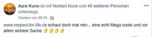 Kunde weißt auf den respect-for-life! Shop hin