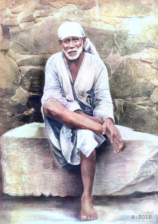   Shri Sai Baba. Image colourized by Anthony Zois.