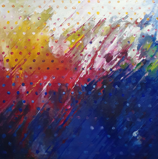 "A story of light" 2025, Acryl und Gold, 100 x 100 cm
