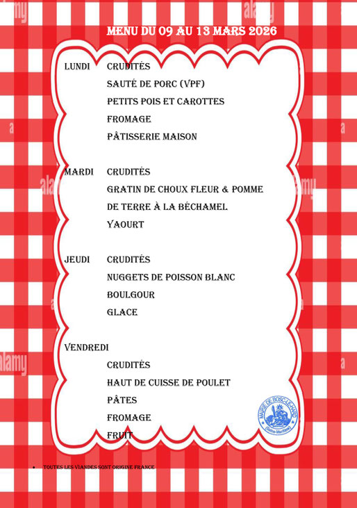 menu cantine