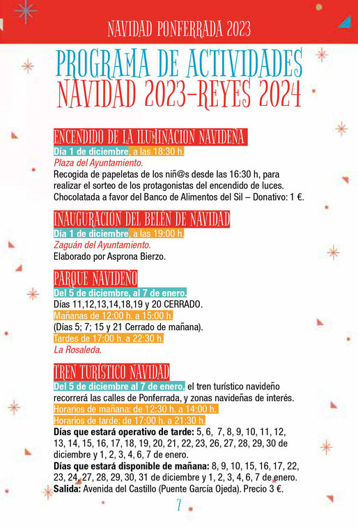 Programa de la Navidad en Ponferrada