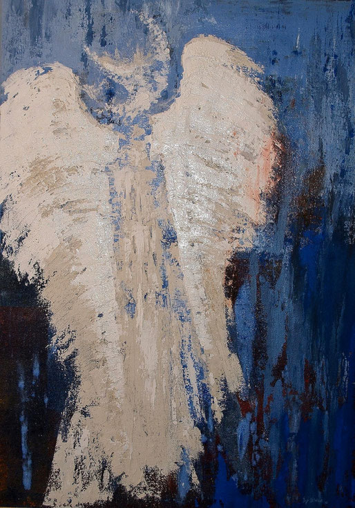 „Begleiter“ / 2009 / Baumaterialien-Mischtechnik auf Leinwand 120 x 140 cm