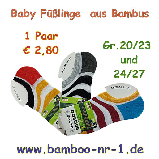 Geringelte Baby Füßlinge aus Bambus, Gr.20/23 und 24/27