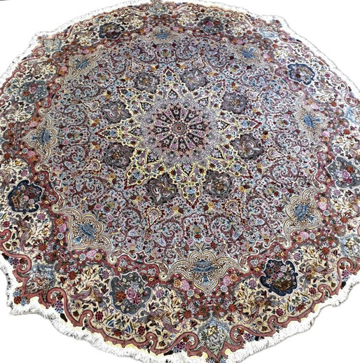 TABRIZ wool&silk 60Raj  ALI MASSANE工房 とても美しい希少な絨毯 360ｘ360 円形