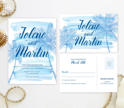 Beach wedding invitations