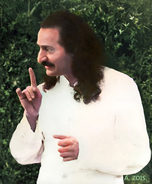 Late 1937 : Meher Baba in Cannes, France. Image rendition by Anthony Zois.