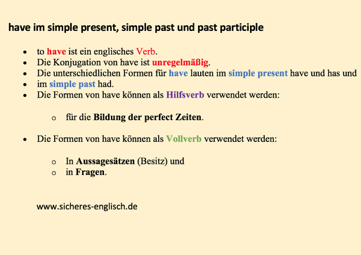 have simple past, simple present, past participle.