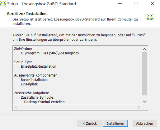 Installation abschließen