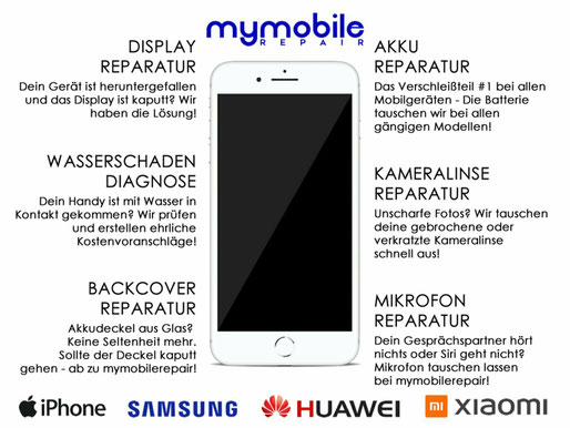 alle Handy-Reparatur-Dienstleistungen und Marken Logos von My Mobile Repair im überblick